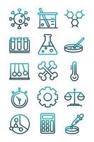 Wissenschaft und Forschung Laborstudie Symbole Sammlung Farbverlauf Symbol gradient vektor