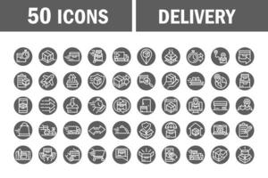 Lieferung Frachtservice Logistik Versand Handel Icons Set Blockstil vektor