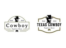 årgång retro texas cowboy logotyp design mall vektor