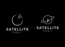 satellit logotyp mall. kommunikation teknologi logotyp begrepp för satellit vektor