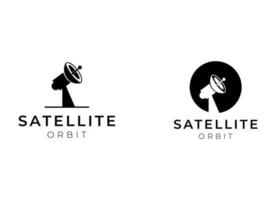 Satellit Logo Vorlage. Kommunikation Technologie Logo Konzept zum Satellit vektor