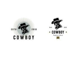 årgång retro texas cowboy logotyp design mall vektor