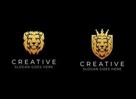 königlich König Löwe Krone Symbole. elegant Gold Löwe Tier Logo. Prämie Luxus Marke Identität Symbol. Vektor Illustration