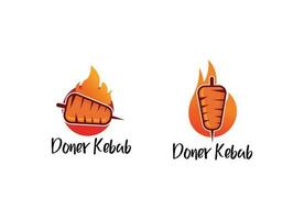 shish kebab logotyp design. kött grillspett med vegetabiliska vektor design. grillad kött grillspett logotyp