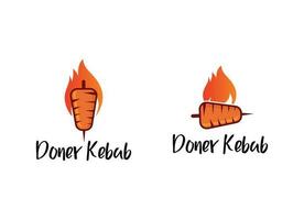 shish kebab logotyp design. kött grillspett med vegetabiliska vektor design. grillad kött grillspett logotyp