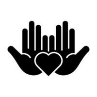 händer handflatan kärlek svart ikon knapp logotyp gemenskap design vektor