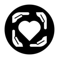 Hände Pflege schützen Liebe Symbol Logo Gemeinschaft schwarz Kreis Weiß Design vektor