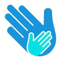 Hände Palme Blau Symbol Taste Logo Gemeinschaft Design vektor