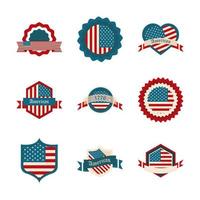 Happy Independence Day amerikanische Flagge nationale Freiheit Patriotismus Icons Set Flat Style vektor