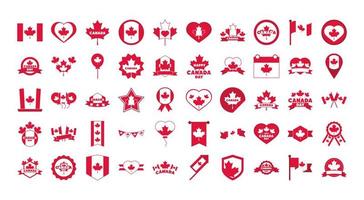 Kanada Tag Unabhängigkeit Freiheit National Patriotismus Feier Icons Set Flat Style Icon vektor