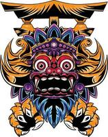 vektor illustration av barong bali mask isolerat på vit bakgrund