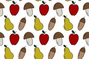 nahtlos Muster von saisonal Früchte wie Pilz, Apfel, Birne und Eichel. das Erntedankfest Tag. Vektor. eps vektor