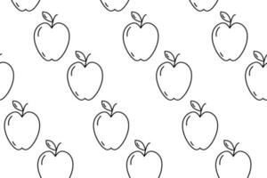 nahtlos Muster von das Kontur Zeichnung Bild von saisonal Obst Apfel. das Erntedankfest Tag. Vektor