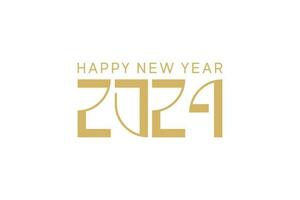 glücklich Neu Jahr 2024 dünn golden Nummer Stil vektor