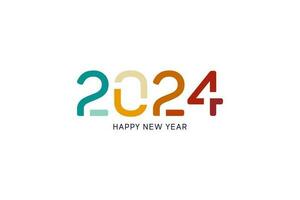 Lycklig ny år 2024 typografi, 2024 tal med färgrik vektor