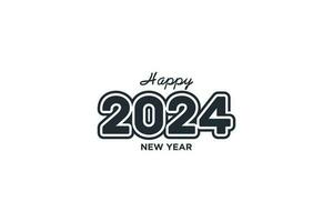 Lycklig ny år 2024 vektor, 2024 design bakgrund med enkel tal på vit bakgrund vektor