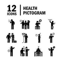 Coronavirus Covid 19 Gesundheit Piktogramm Prävention Symptome medizinische Symbole Set Silhouette Stil Symbol vektor