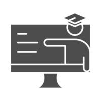 Unterrichten Sie Schule und Bildung Online-Computertraining für Absolventen Silhouette Stil-Symbol vektor