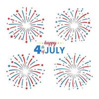 4 juli fyrverkerier med amerikanska flaggan för att fira Amerika självständighetsdagen vektor