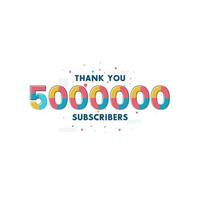 tack 5000000 prenumeranter firande gratulationskort för 5m sociala prenumeranter vektor