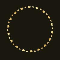 golden runden Rahmen gemacht mit Herz Muster. Gold Valentinsgrüße Tag Rand Vorlage, elegant Hochzeit Einladung Karte Vektor Illustration