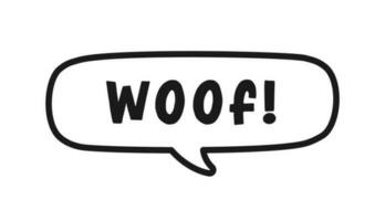 Schuss Text im ein Rede Blase Ballon Gekritzel. Karikatur Comics Hund Rinde Klang bewirken und Beschriftung. einfach schwarz und Weiß Gliederung eben Vektor Illustration Design auf Weiß Hintergrund.