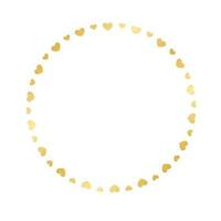 golden runden Rahmen gemacht mit Herz Muster. Gold Valentinsgrüße Tag Rand Vorlage, elegant Hochzeit Einladung Karte Vektor Illustration