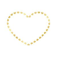 gyllene hjärta ram gräns. guld valentines dag mall, elegant bröllop inbjudan kort vektor illustration