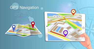 platt stil design av webb banner mall för webbplats eller infographics mobil navigering GPS system destination plats hitta rätt sätt vektorillustration vektor