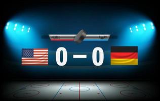 Beginn des Eishockeyspiels USA gegen Deutschland vektor