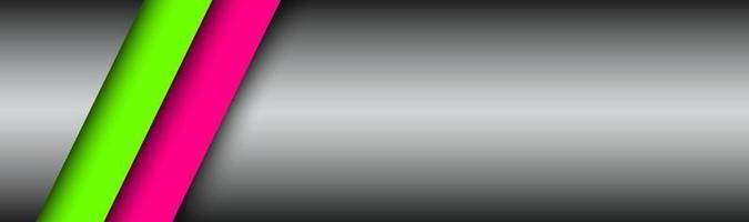 abstraktes Banner mit zwei hellen Streifen rosa und grünen schrägen Linien grauer kreativer Vektorheader vektor