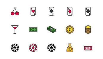 bunt av casino set ikoner vektor