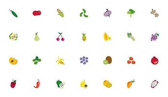 Bündel von Obst- und Gemüsesymbolen vektor