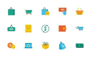 Bündel von Shopping-Set-Icons vektor