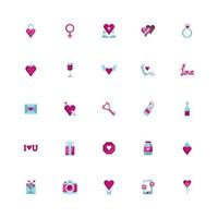 Bündel glückliche Valentinstag-Set-Icons vektor