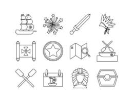 Bündel von Columbus Day Set Icons vektor