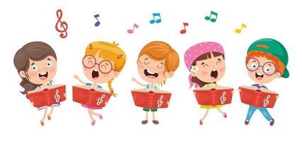 roliga små barn som utför musik vektor