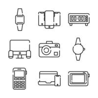 Bündel von neun Geräten-Elektronik-Set-Symbolen vektor
