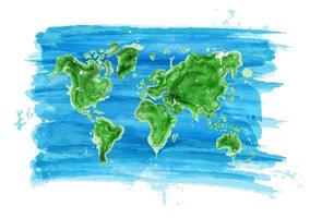 akvarellmålning stil av världskartan ekologiska konceptet vektor