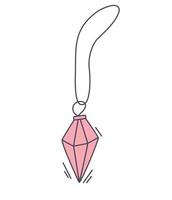 Anhänger mit einem rosa Stein magisches Amulett mit einem Kristall-Boho-Stil-Pendel aus Stein an einer Kette für Wahrsagerei und Wahrsagerei-Attribute für magische Hexerei-Dekor Halloween-Vektor vektor