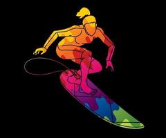 abstrakte Surferin Surfsport Pose vektor