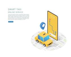 Smart Taxi Online-Taxi-Service-Konzept flache isometrische Vektor-Illustration vektor