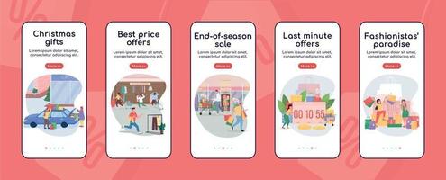 Ende der Saison Verkauf Onboarding mobile App Bildschirm flache Vektorvorlage vektor