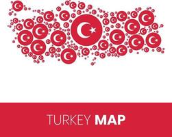 Turkiet karta fylld med flaggformade cirklar vektor