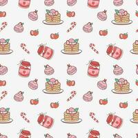 süß Kuchen und Bäckerei Süss Essen Karikatur perfekt nahtlos Muster Hintergrund zum Verpackung Papier, Grafik drucken, Stoff, Textil- oder bekleidung vektor
