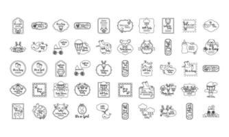 Bündel von fünfzig Babyparty-Set-Icons vektor