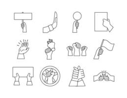 Bündel Hände protestieren Set Icons vektor