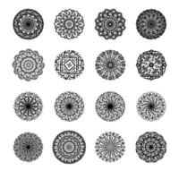 Bündel von sechzehn Mandalas set Sammlungssymbole vektor