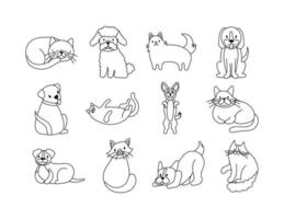 bunt av katter och hundar anger ikoner vektor