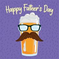 fars dag affisch med ett öl dricksglas med mustasch och glasögon vektor